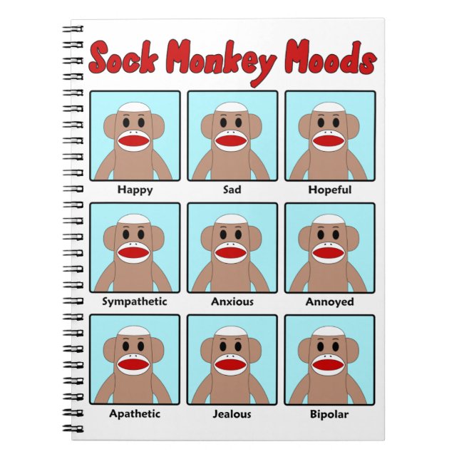 Sock monkey Moods Anteckningsbok (Framsidan)