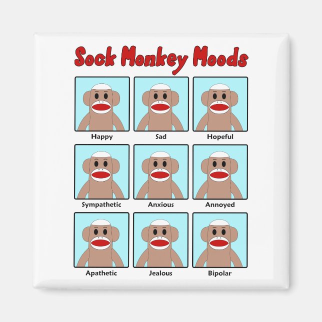 Sock monkey Moods Magnet (Framsidan)