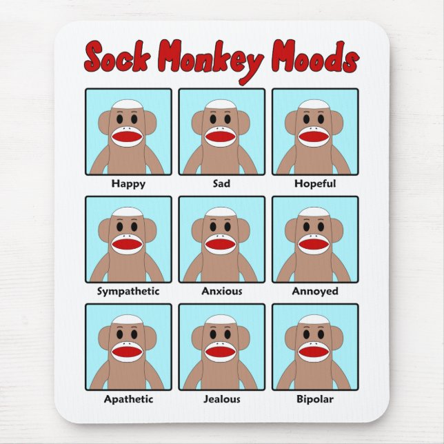 sock monkey Moods Mousepad Musmatta (Framsidan)