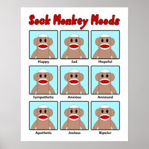 Sock monkey Moods Poster