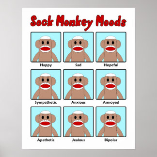 Sock monkey Moods Poster