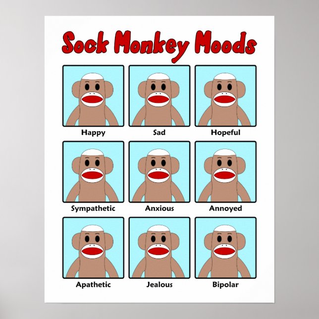 Sock monkey Moods Poster (Framsidan)