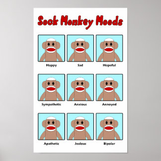 Sock monkey Moods Poster