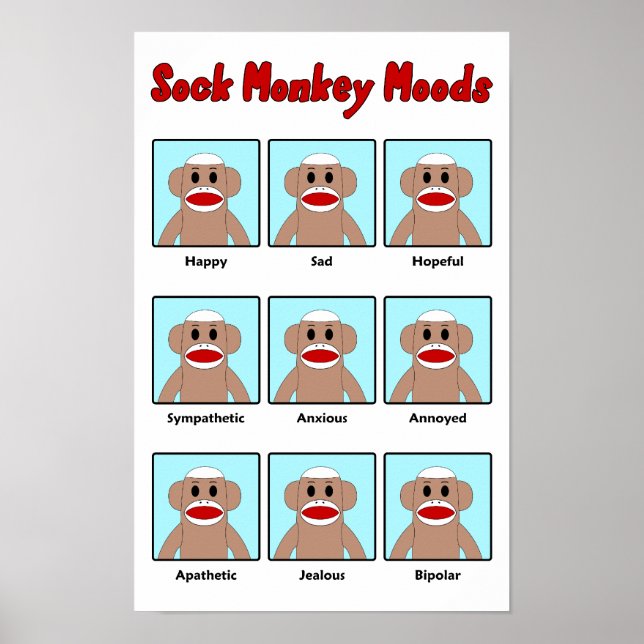 Sock monkey Moods Poster (Framsidan)