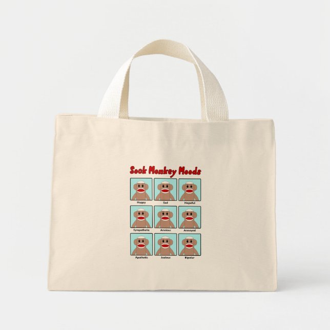 Sock monkey Moods Tote Bag Mini Tygkasse (Framsidan)