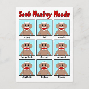 Sock monkey Moods-vykort Vykort
