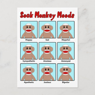 Sock monkey Moods-vykort Vykort