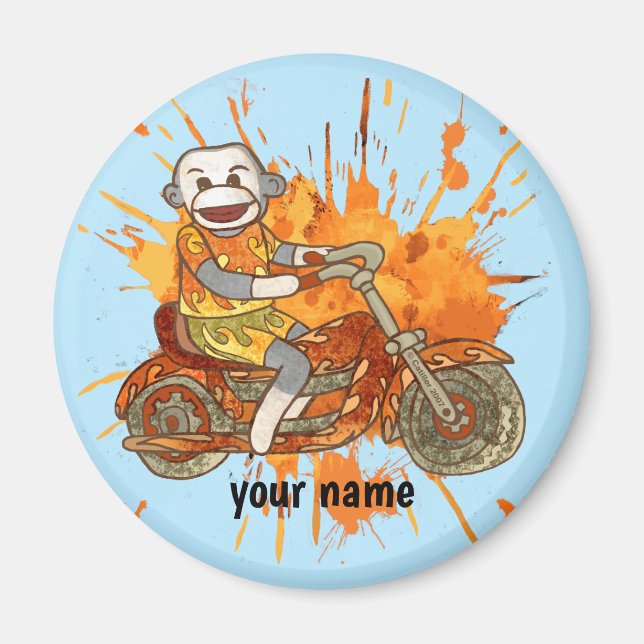 Sock monkey Motorcyklar Biker Magnet (Framsidan)
