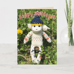 Sock monkey - Nordiska julkort Inbjudan