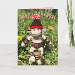 Sock monkey - Nordiska julkort Inbjudan