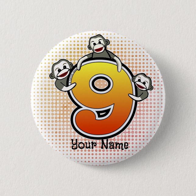 Sock monkey nummer 9 knapp (Framsida)