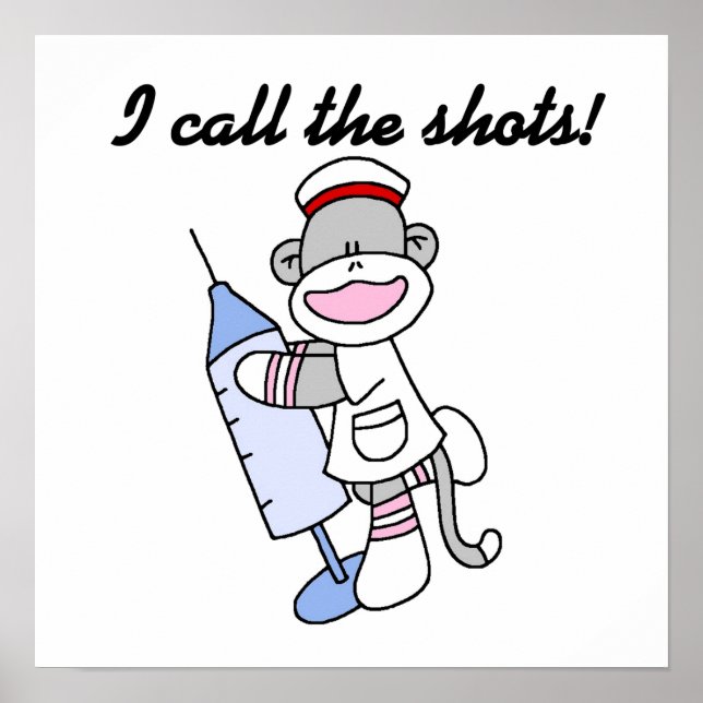 Sock monkey Nurse, jag kallar på Shots Gifts Poster (Framsidan)