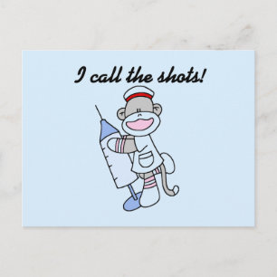 Sock monkey Nurse, jag kallar på Shots Gifts Vykort