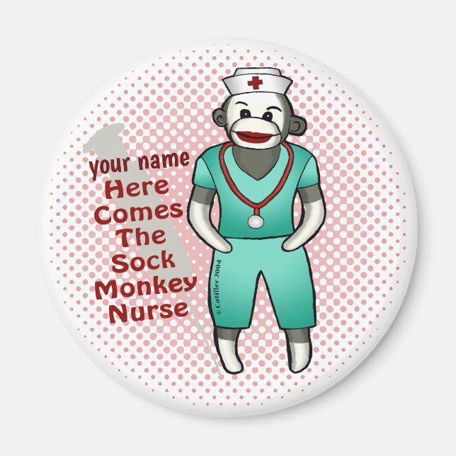 Sock monkey Nurse magnet (Framsidan)