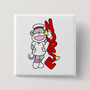 Sock monkey Nurse T-shirts och presenter Knapp