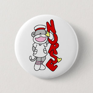Sock monkey Nurse T-shirts och presenter Knapp