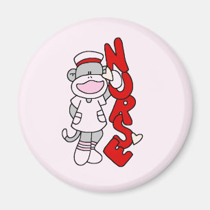 Sock monkey Nurse T-shirts och presenter Magnet