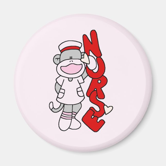 Sock monkey Nurse T-shirts och presenter Magnet (Framsidan)