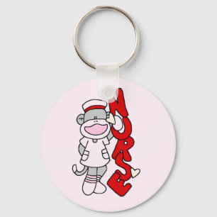 Sock monkey Nurse T-shirts och presenter Nyckelring