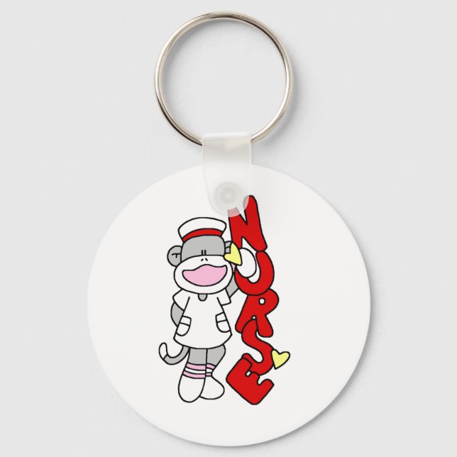 Sock monkey Nurse T-shirts och presenter Nyckelring (Framsida)