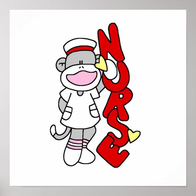 Sock monkey Nurse T-shirts och presenter Poster (Framsidan)