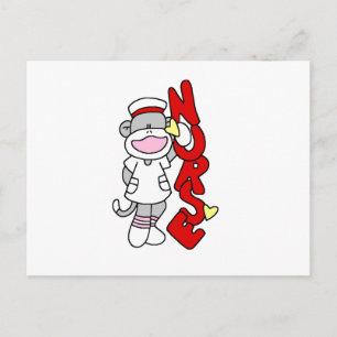 Sock monkey Nurse T-shirts och presenter Vykort