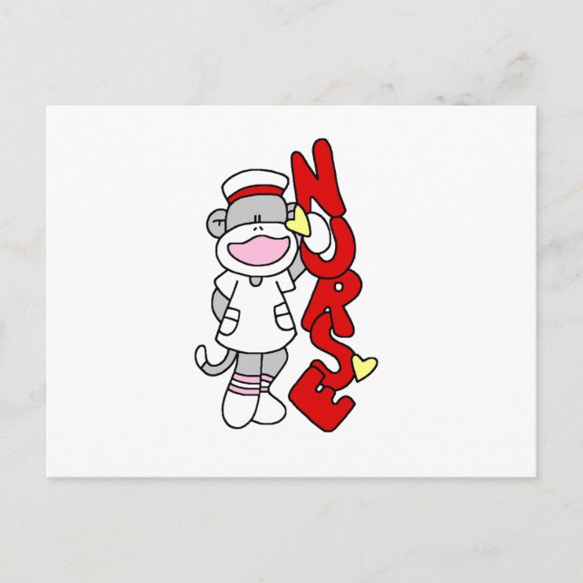 Sock monkey Nurse T-shirts och presenter Vykort (Framsida)