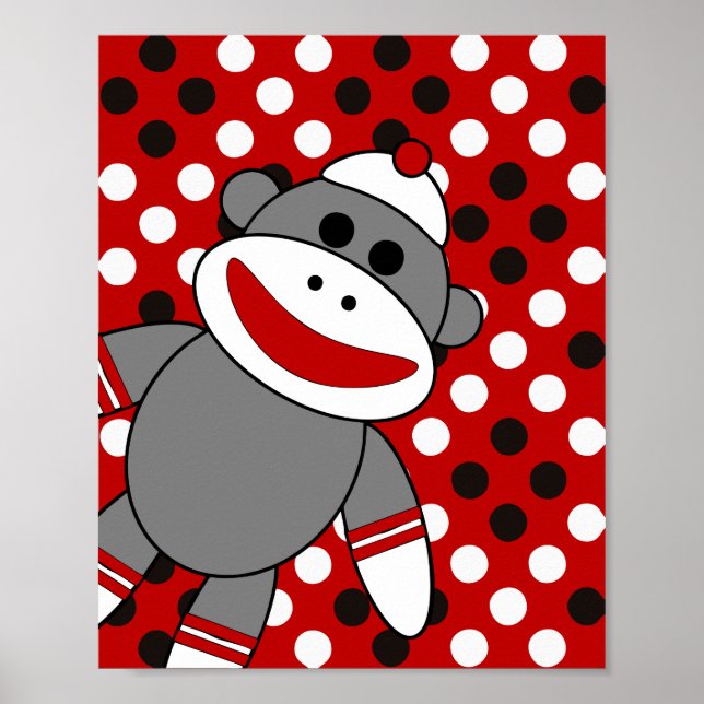 Sock monkey Nursery Wall Art Poster (Framsidan)