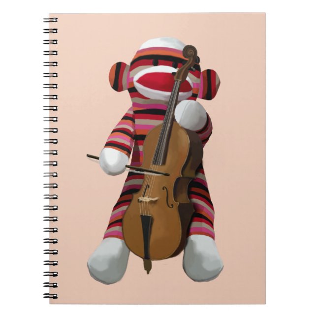 Sock monkey och Cello 2 Anteckningsbok (Framsidan)