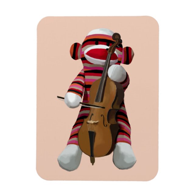 Sock monkey och Cello 2 Magnet (Vertikal)