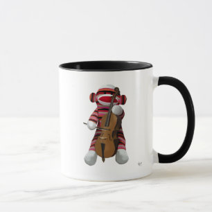 Sock monkey och Cello 2 Mugg