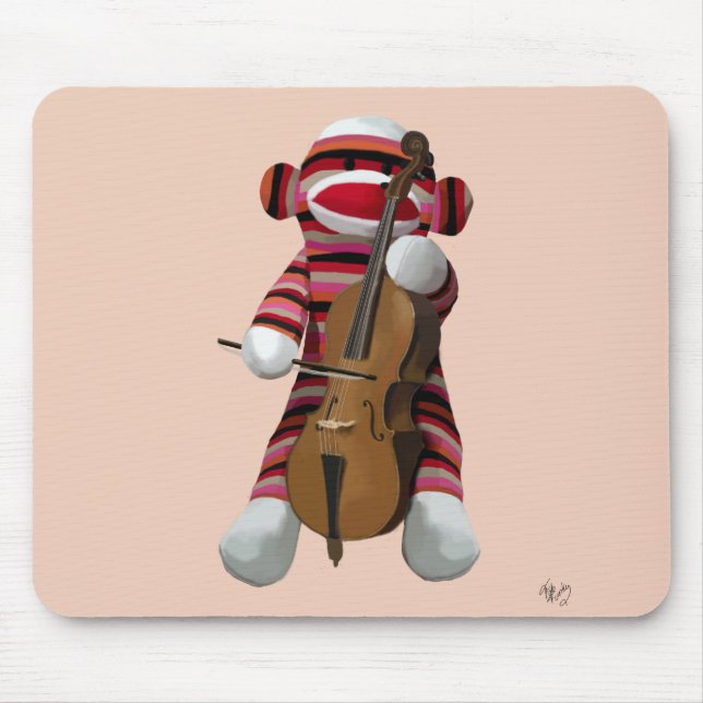 Sock monkey och Cello 2 Musmatta (Framsidan)