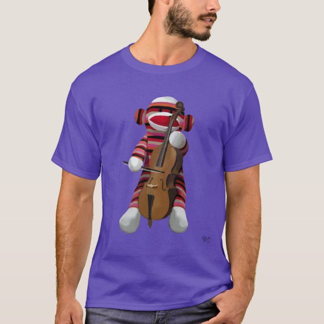 Sock monkey och Cello 2 Tee Shirt (Framsida)