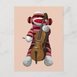 Sock monkey och Cello 2 Vykort