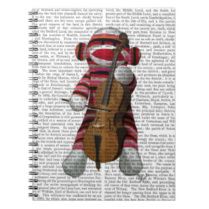 Sock monkey och Cello Anteckningsbok Med Spiral