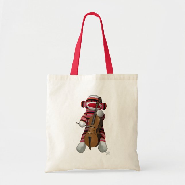 Sock monkey och Cello Tygkasse (Framsidan)