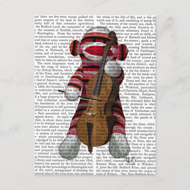 Sock monkey och Cello Vykort (Framsida)
