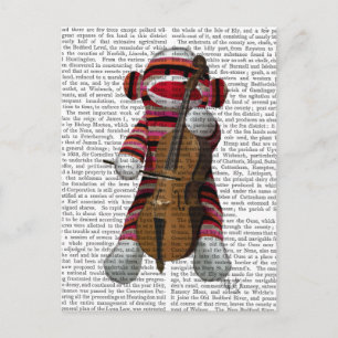 Sock monkey och Cello Vykort