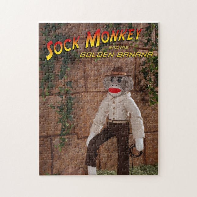 Sock monkey och Golden Banana 11x14 Pussel (Vertikal)