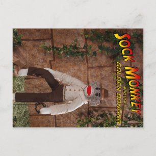 Sock monkey och Golden Banana Vykort