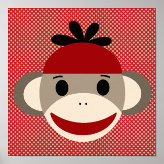 Sock monkey och Polka Dot Art Poster