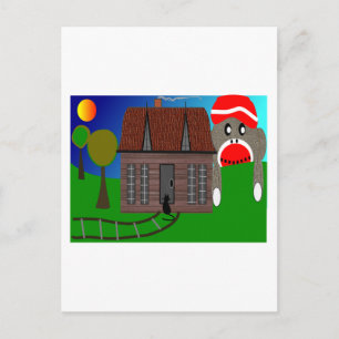 Sock monkey över Horisont - Art Vykort