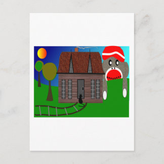 Sock monkey över Horisont - Art Vykort