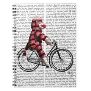 Sock monkey på cykel anteckningsbok med spiral