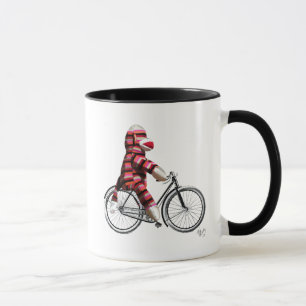Sock monkey på cykel mugg
