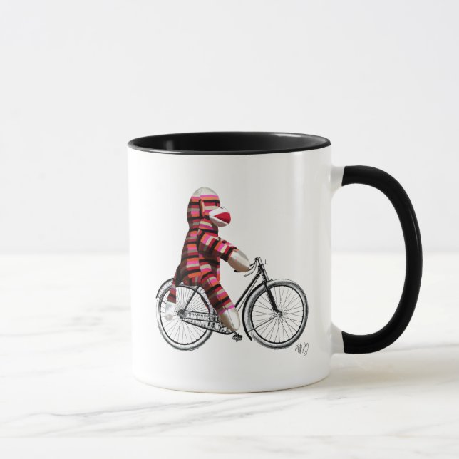 Sock monkey på cykel mugg (Höger)