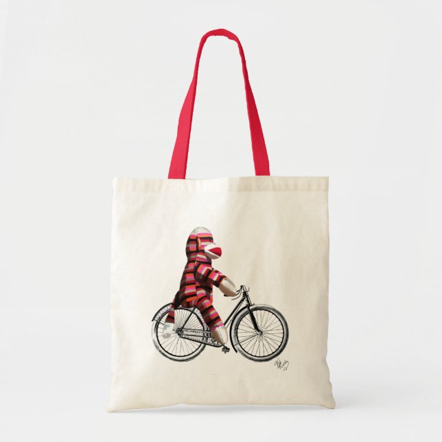 Sock monkey på cykel tygkasse (Framsidan)