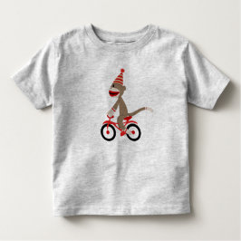 Sock monkey på cykeln t-shirt