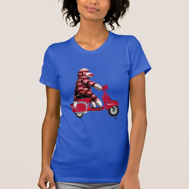 Sock monkey på Moped T Shirt (Framsida)