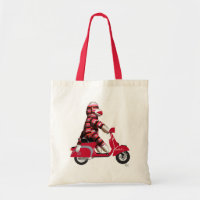 Sock monkey på röd moped